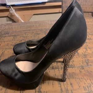 Black, Closed Toe, Steve Madden Rhinestone Heels